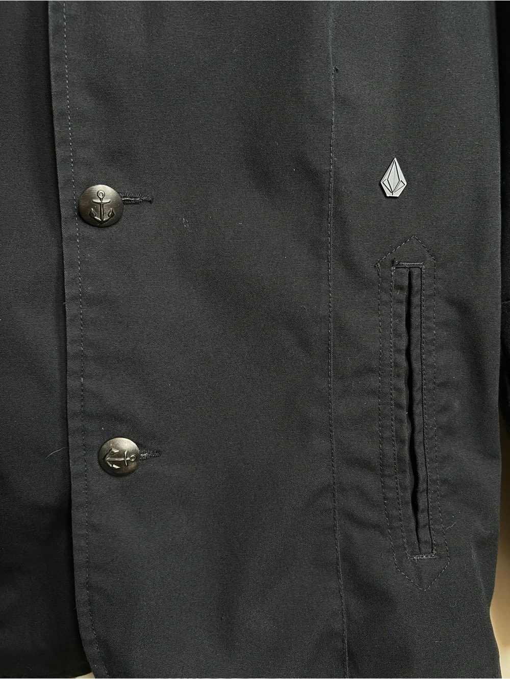 Volcom 'Gent' Cadet Style Button Front Jacket with Anchor Detail medium
